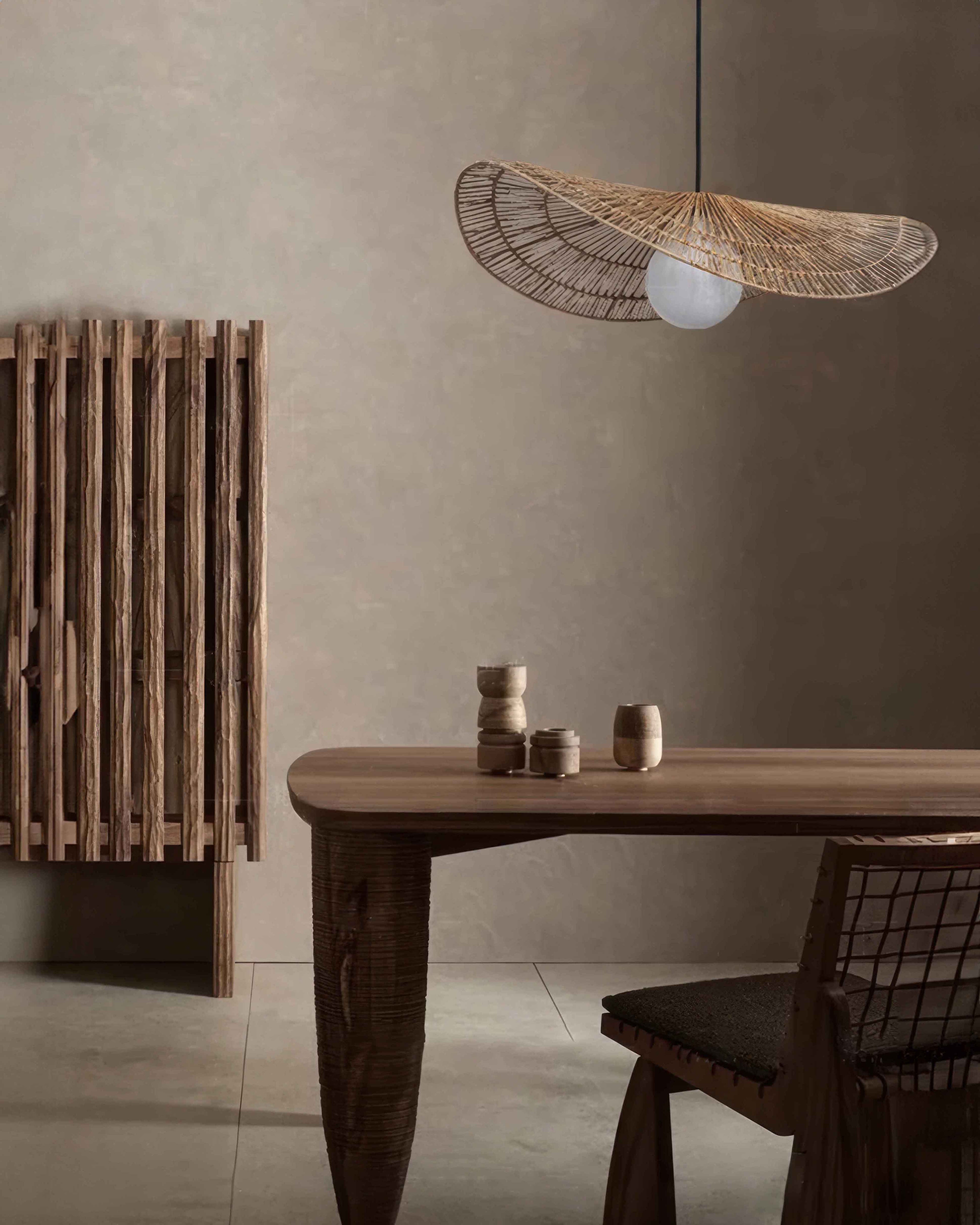 AzumiWoven Japanese Inspired Wabi Sabi Rattan Chandelier Handwoven From Natural Rattan For Ambient Lighting