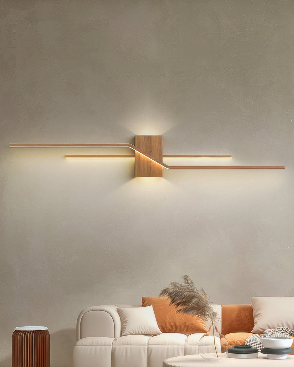 Averin Minimalist LED Wall Lamp With Wood Grain Finish For Modern Interiors Eco Friendly Lighting