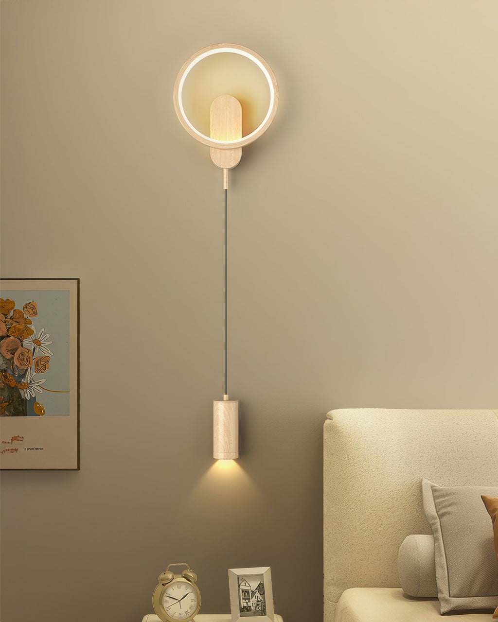 SoraLume Nordic Wood Grain Wall Lamp With Japanese Influence For Cozy Ambient Lighting In Living Spaces