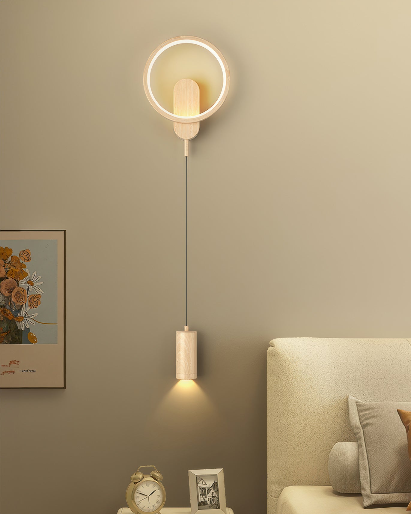 SoraLume Nordic Wood Grain Wall Lamp With Japanese Influence For Cozy Ambient Lighting In Living Spaces