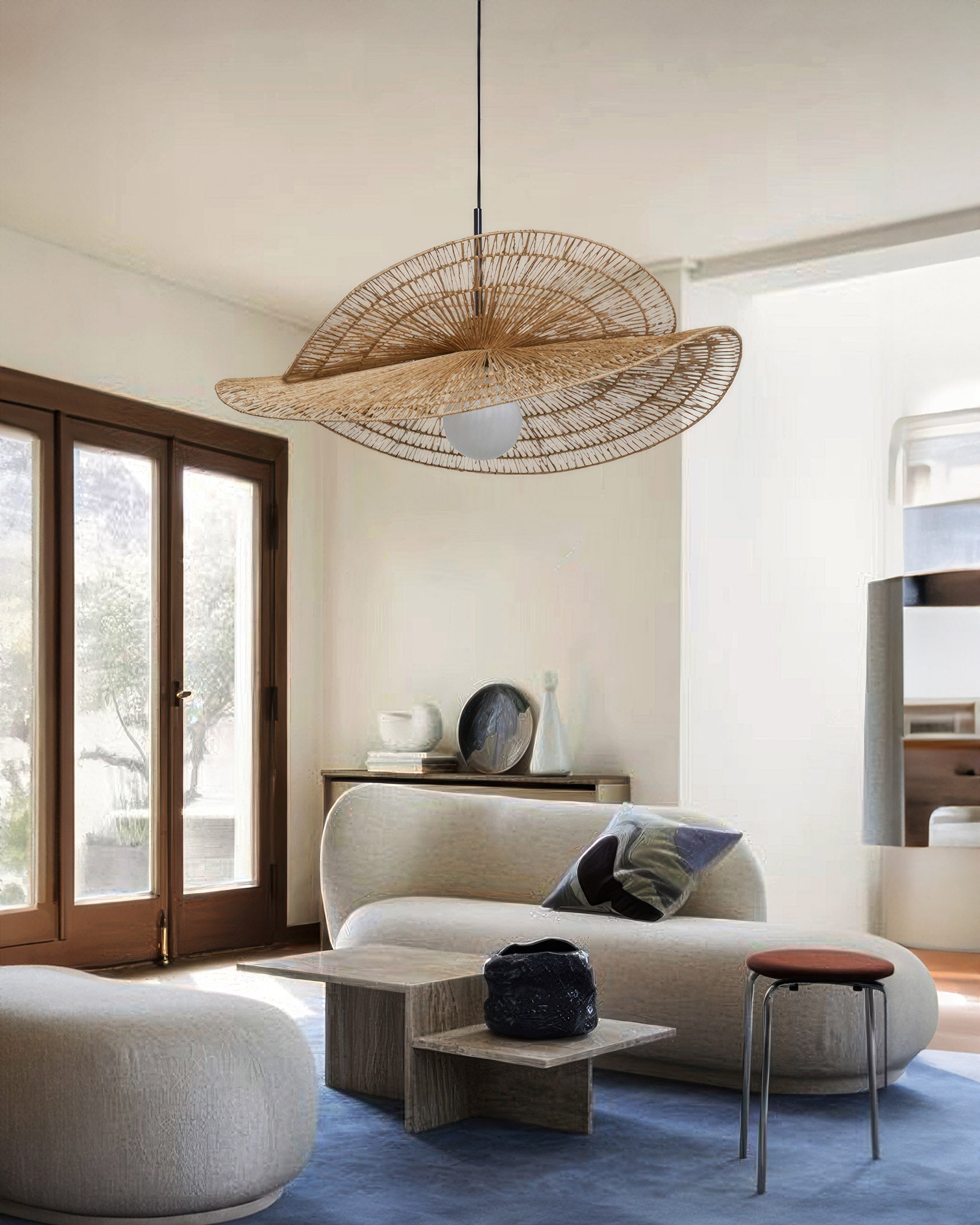 AzumiWoven Japanese Inspired Wabi Sabi Rattan Chandelier Handwoven From Natural Rattan For Ambient Lighting