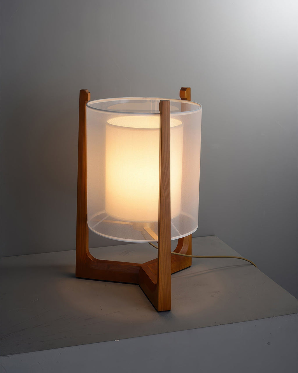 Arelle Walnut Harmony Floor Lamp In Ash Wood And Needle Wire Cloth For Minimalist Zen Lighting