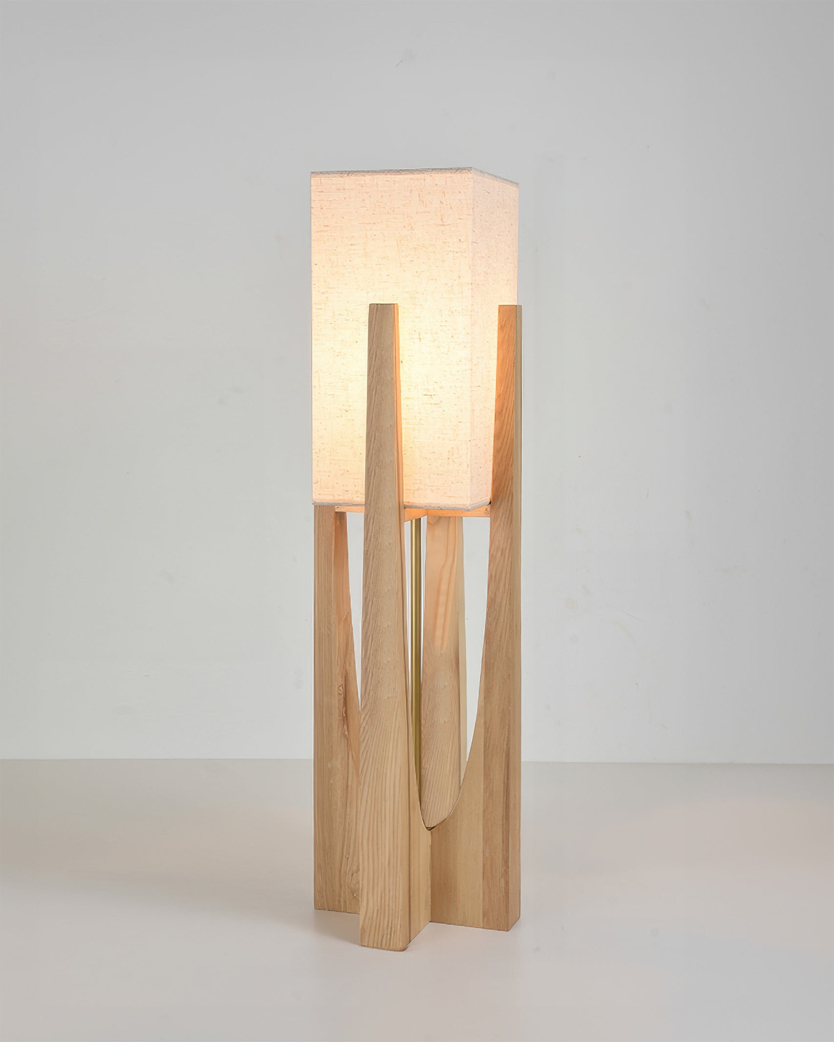 Haru Japanese Inspired Walnut Floor Lamp With Brass Accents And Minimalist Design