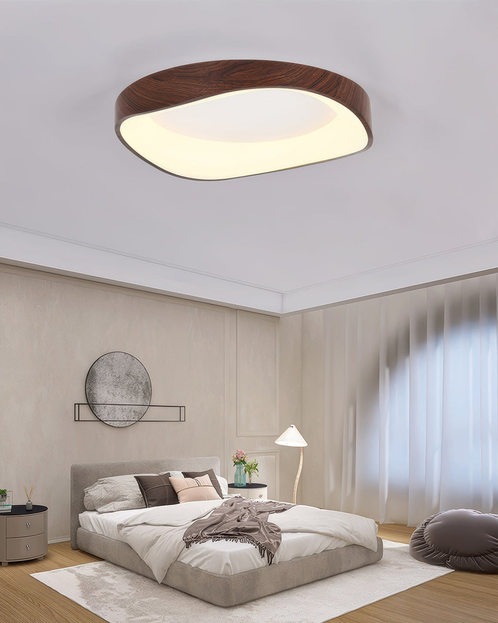 NordraHome Nordic Wood Grain LED Ceiling Light In Minimal Scandi Design For Living Rooms And Bedrooms