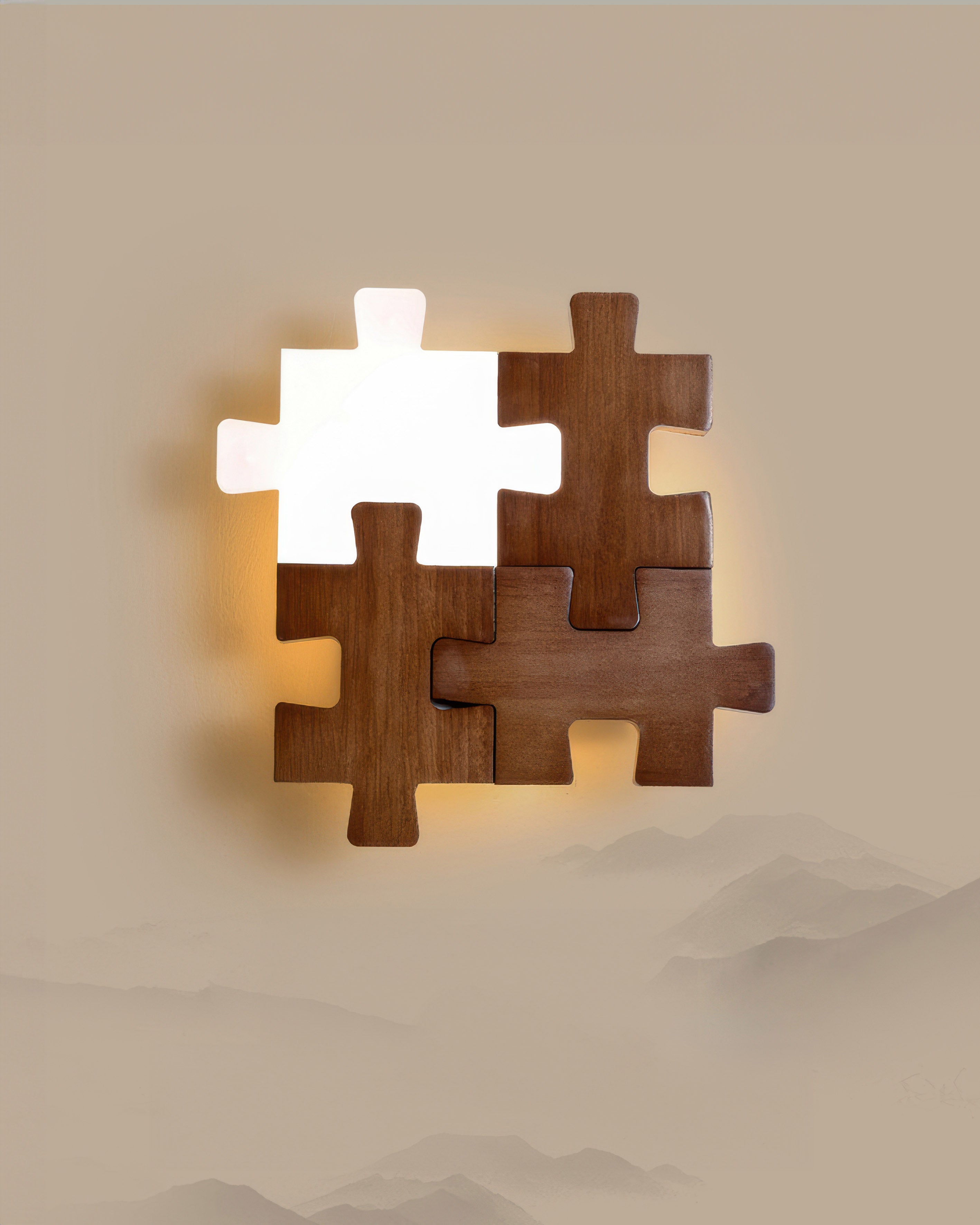 Nordlyn Wood Puzzle LED Wall Sconce Lamp In Modern Nordic Minimalist Style For Ambient Room Lighting