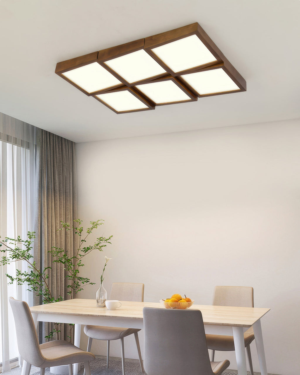 Ardena Walnut Ceiling Light Modernist LED Fixture With Natural Log Body Energy Efficient Soft Glow