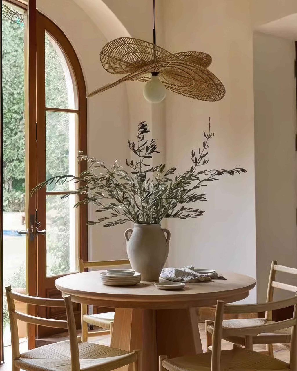 AzumiWoven Japanese Inspired Wabi Sabi Rattan Chandelier Handwoven From Natural Rattan For Ambient Lighting