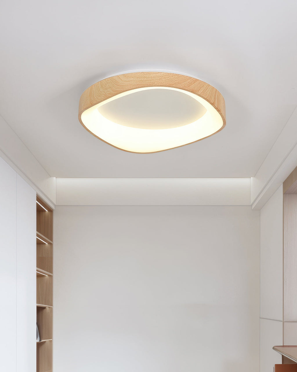 NordraHome Nordic Wood Grain LED Ceiling Light In Minimal Scandi Design For Living Rooms And Bedrooms