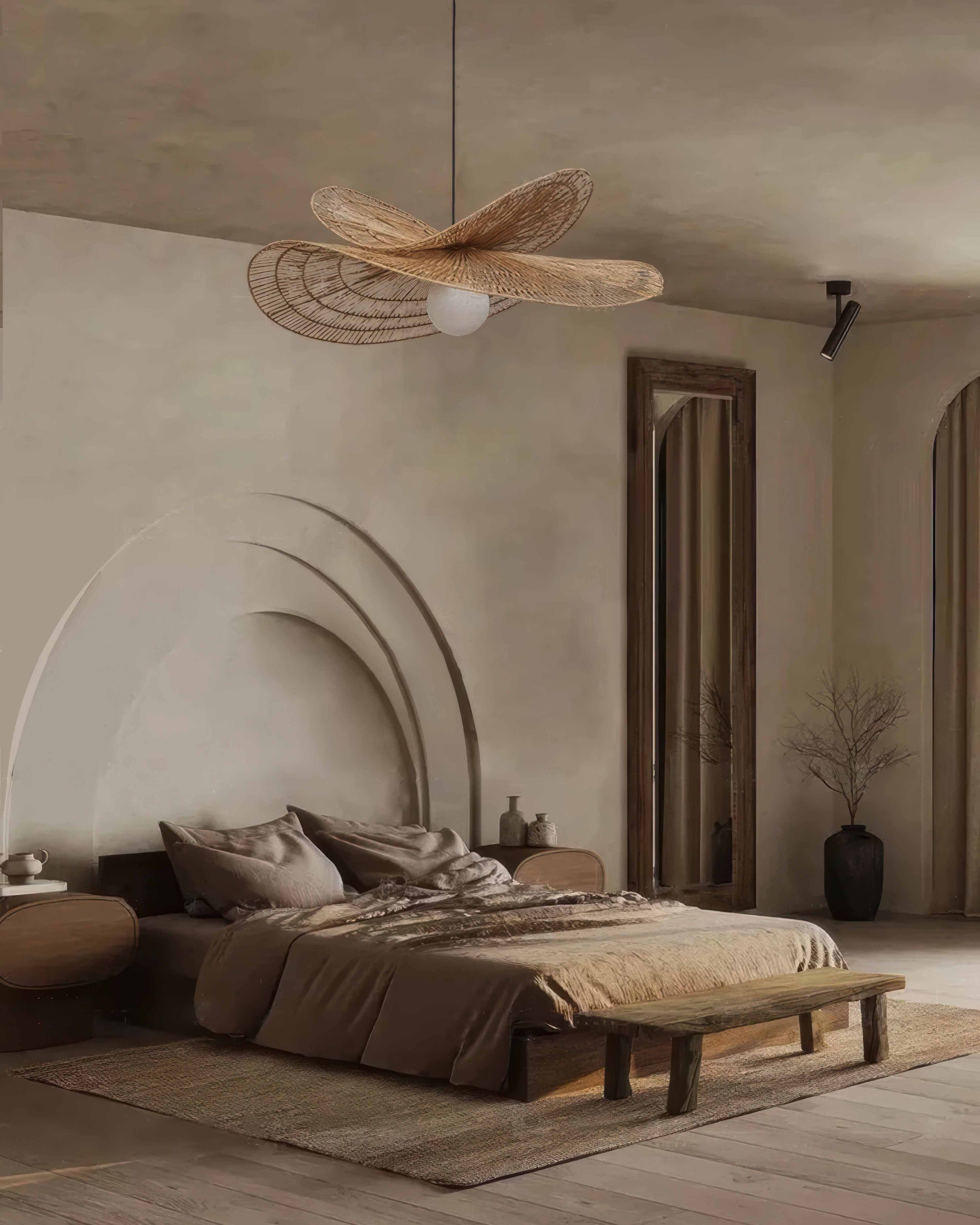 AzumiWoven Japanese Inspired Wabi Sabi Rattan Chandelier Handwoven From Natural Rattan For Ambient Lighting