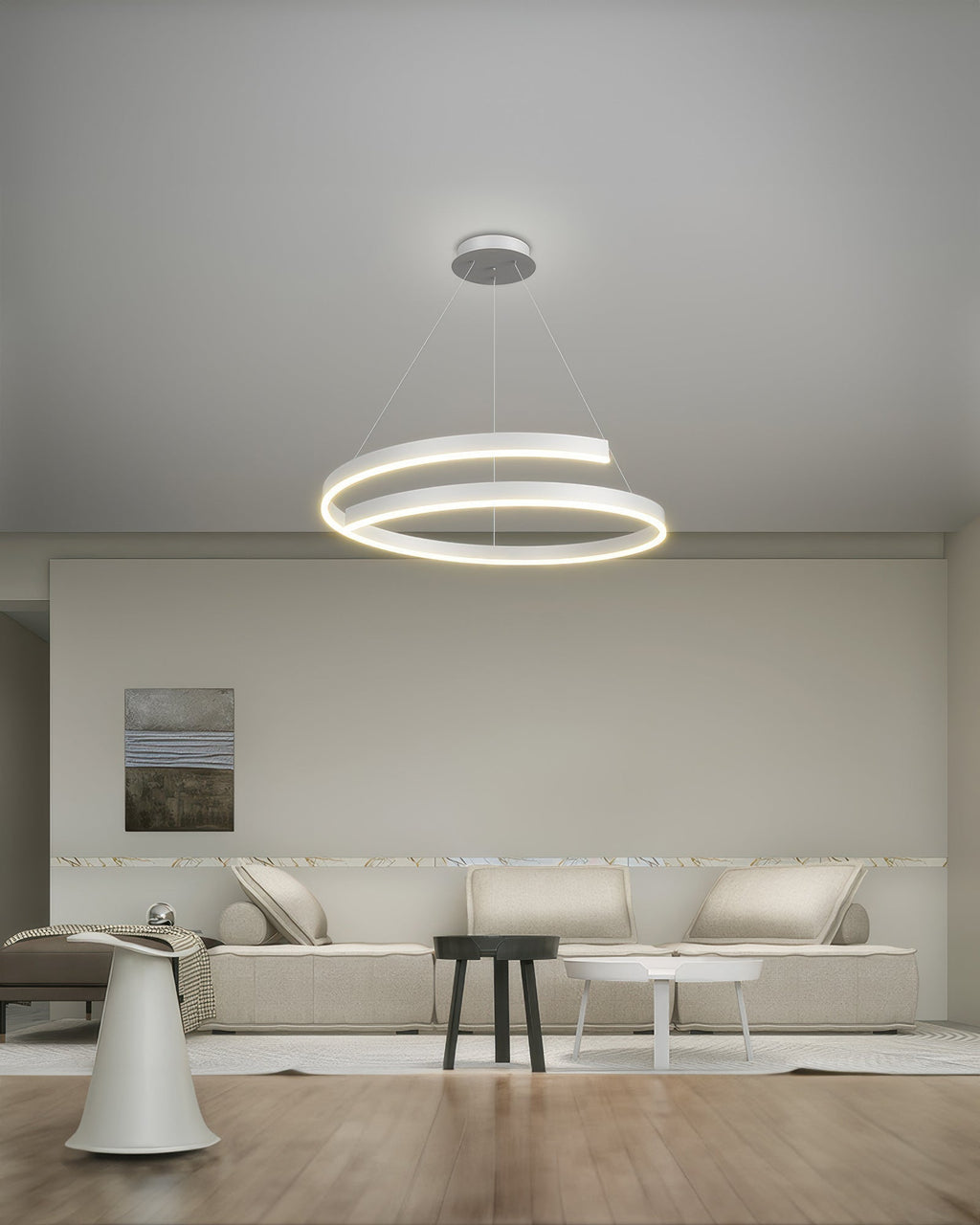 Marcelli Mahogany Style Designer Chandelier With Adjustable Angles And Aluminum Woodgrain Finish