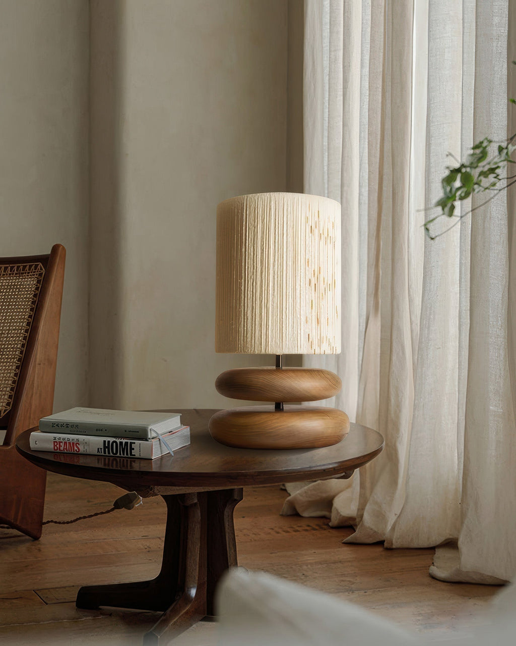 Arbelle Tranquil Wood Table Lamp, Minimalist Wood Base Table Lamp Compatible With LED Bulbs And Energy Efficient