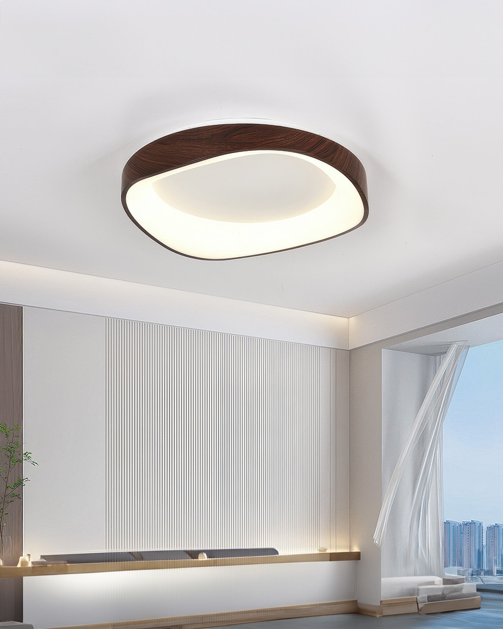 NordraHome Nordic Wood Grain LED Ceiling Light In Minimal Scandi Design For Living Rooms And Bedrooms