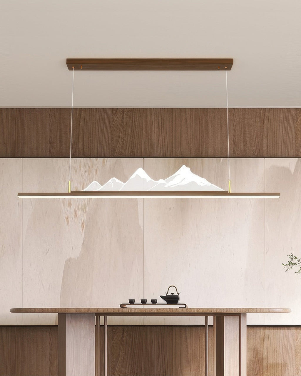 Zen Long-Grain Wood Pendant Light in Japanese Style