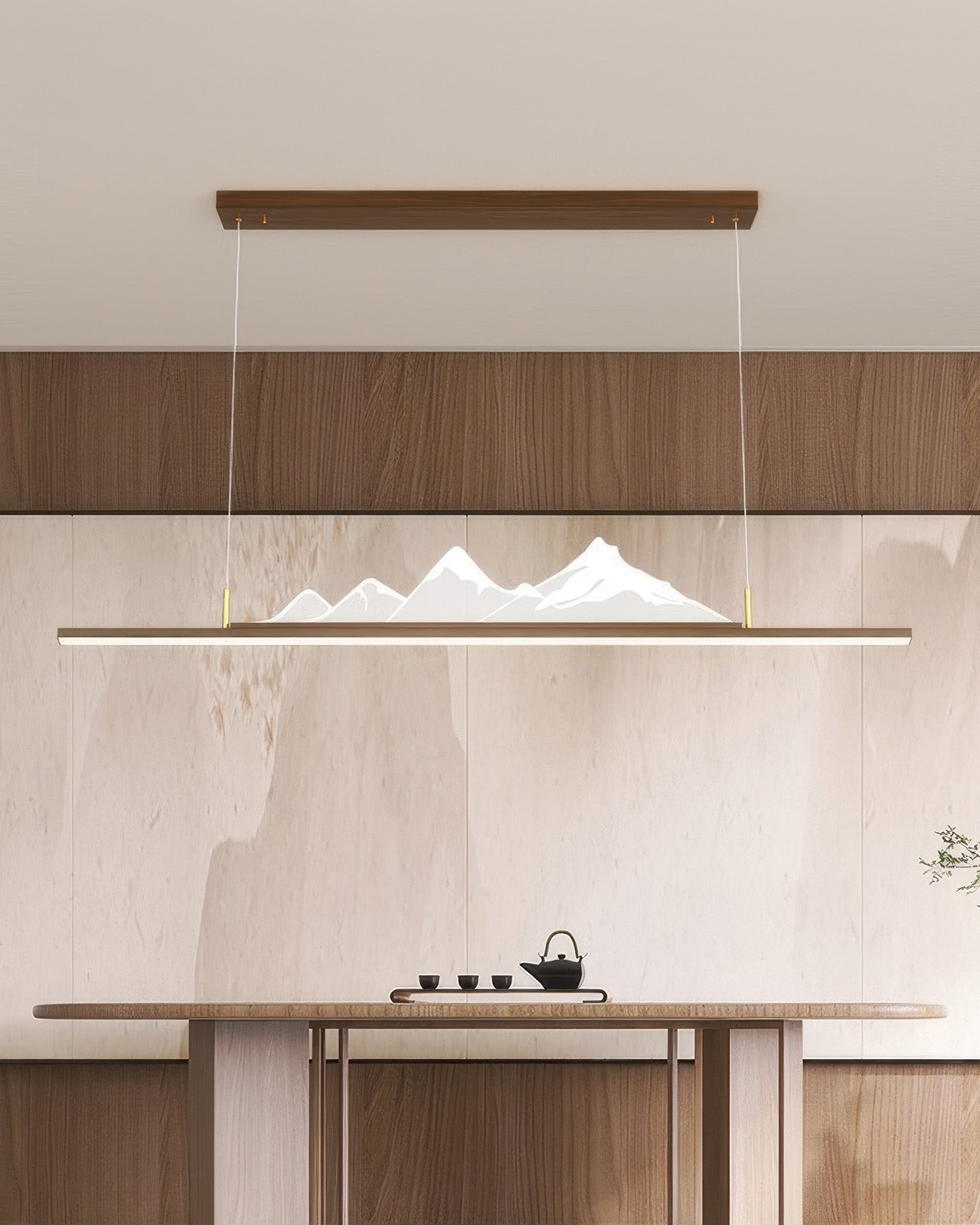 Zen Long-Grain Wood Pendant Light in Japanese Style