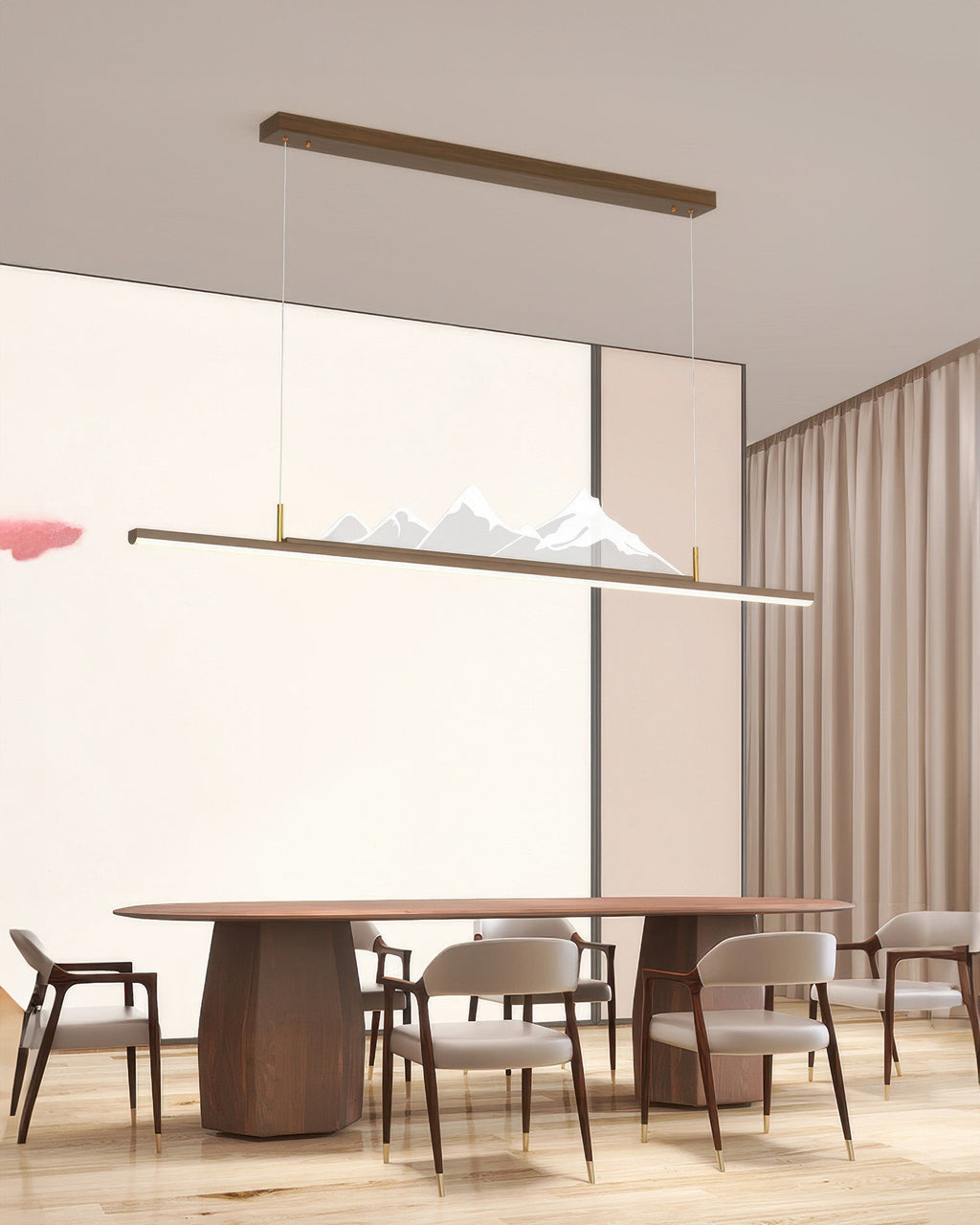 Zen Long-Grain Wood Pendant Light in Japanese Style