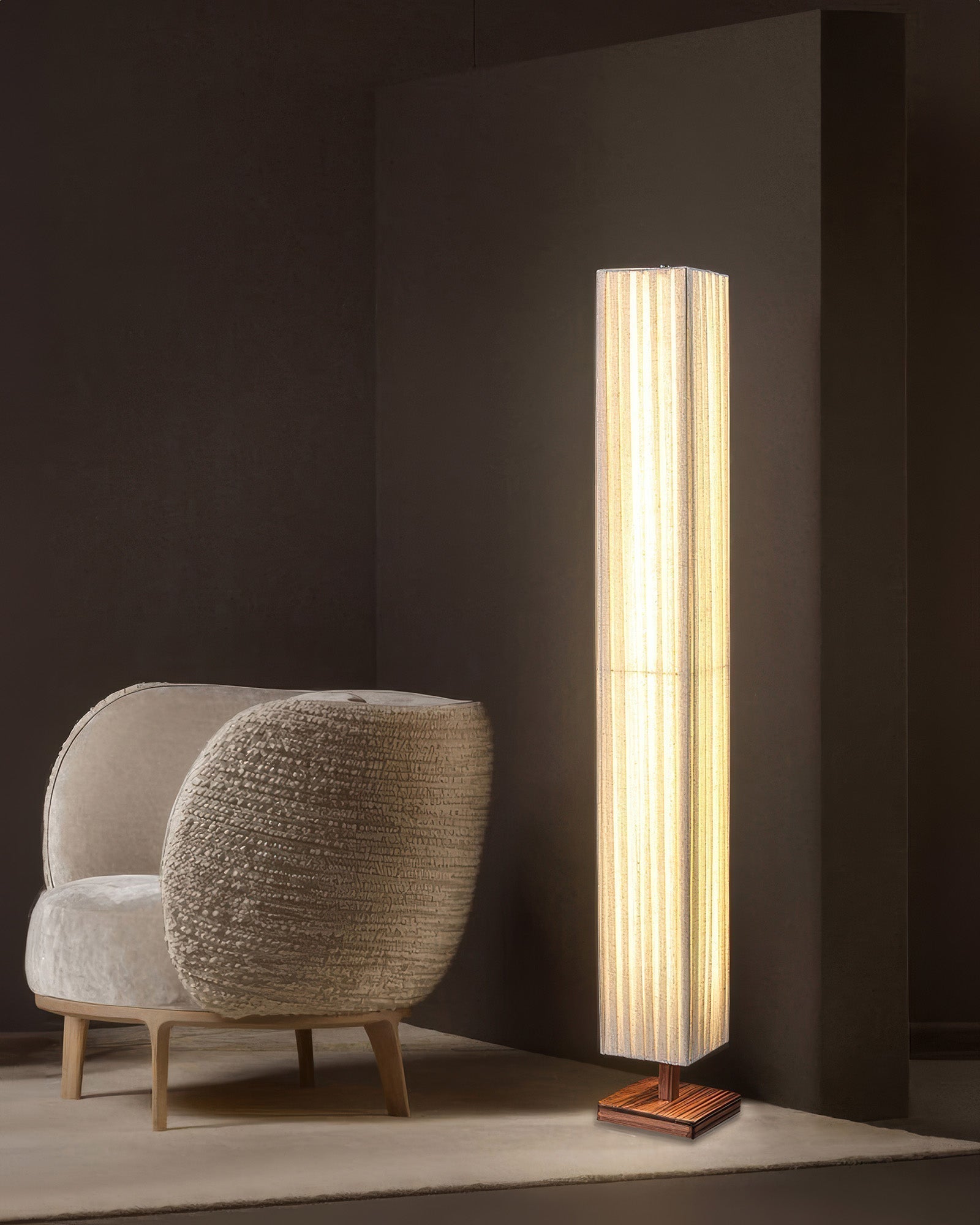 Kiyomi Wabi-Sabi Oriental Floor Lamp With Serene Minimalist Design For Living Room And Reading Nook