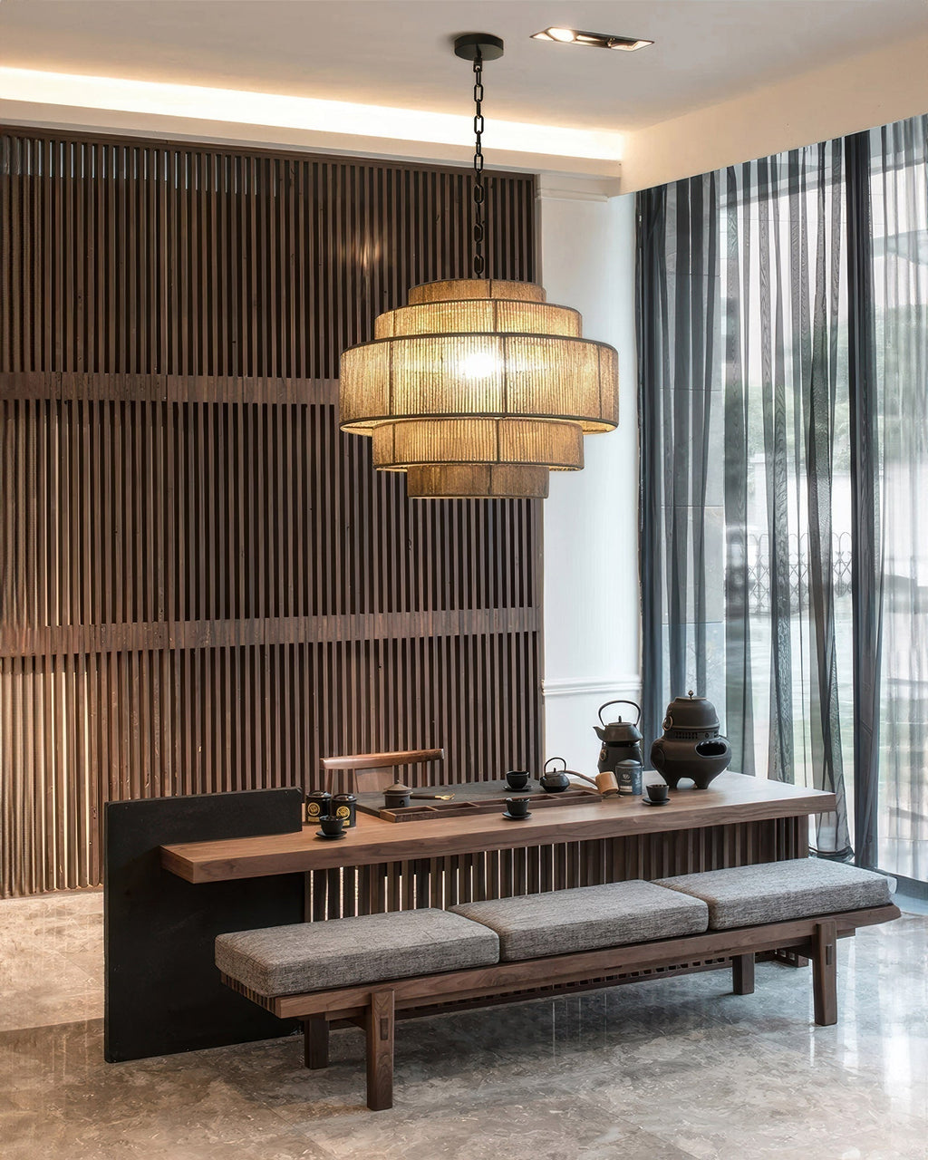 SolaraWick Handwoven Rattan Chandelier With Hemp Rope Accents For Warm Rustic Interiors And Living Spaces