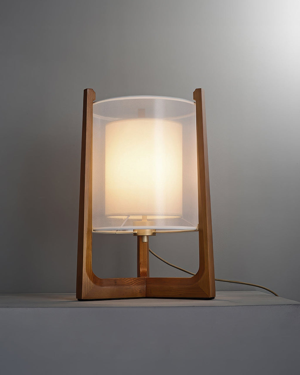 Arelle Walnut Harmony Floor Lamp In Ash Wood And Needle Wire Cloth For Minimalist Zen Lighting