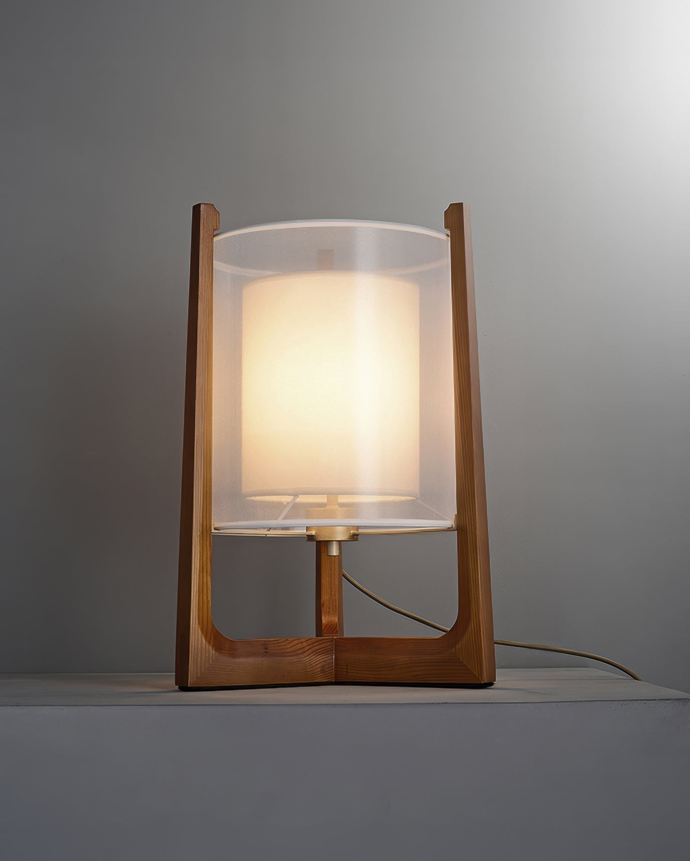 Arelle Walnut Harmony Floor Lamp In Ash Wood And Needle Wire Cloth For Minimalist Zen Lighting
