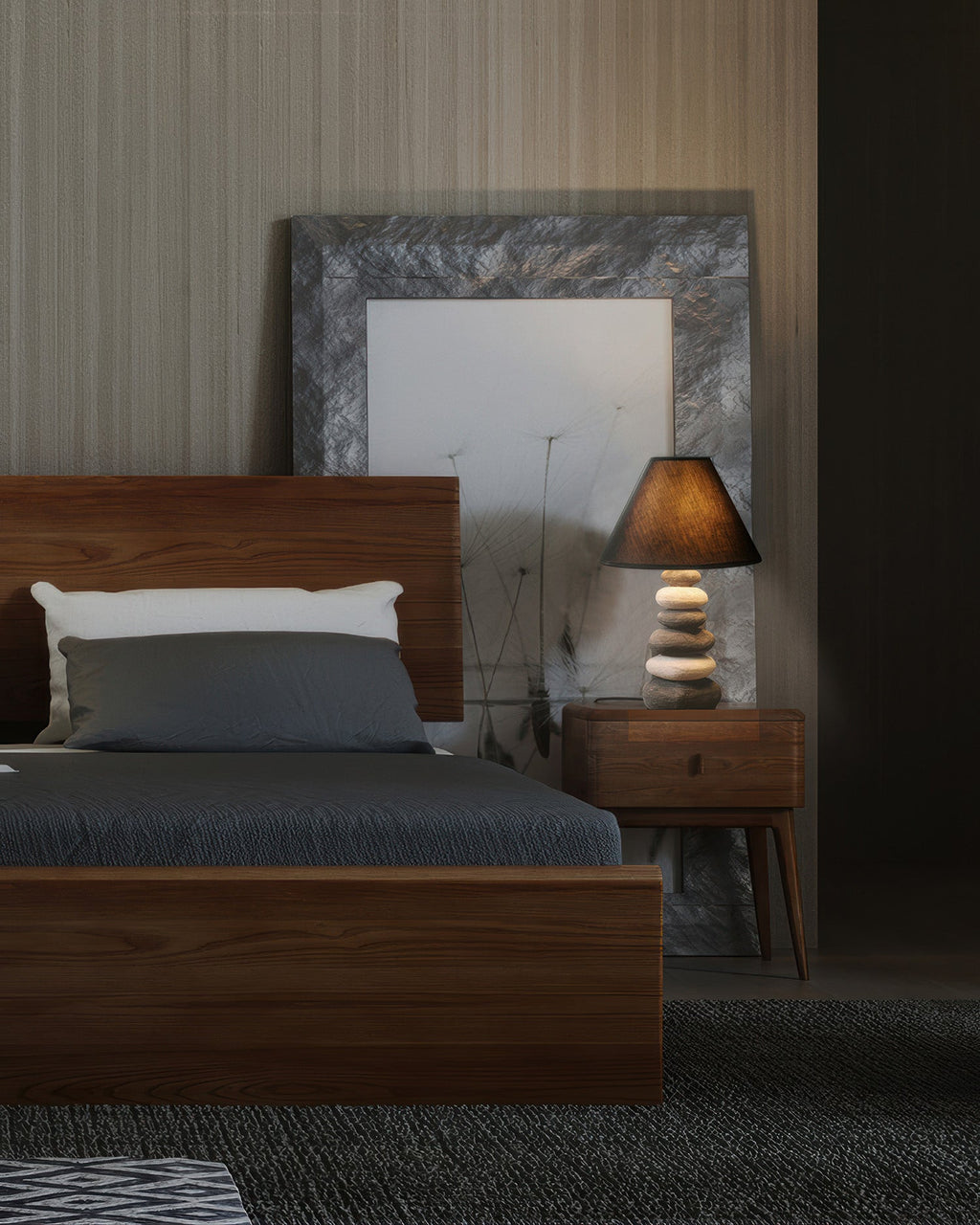 Ashford Ambient Fabric Table Lamp With Stone Effect Ceramic Base And Soft Fabric Shade For Living Room