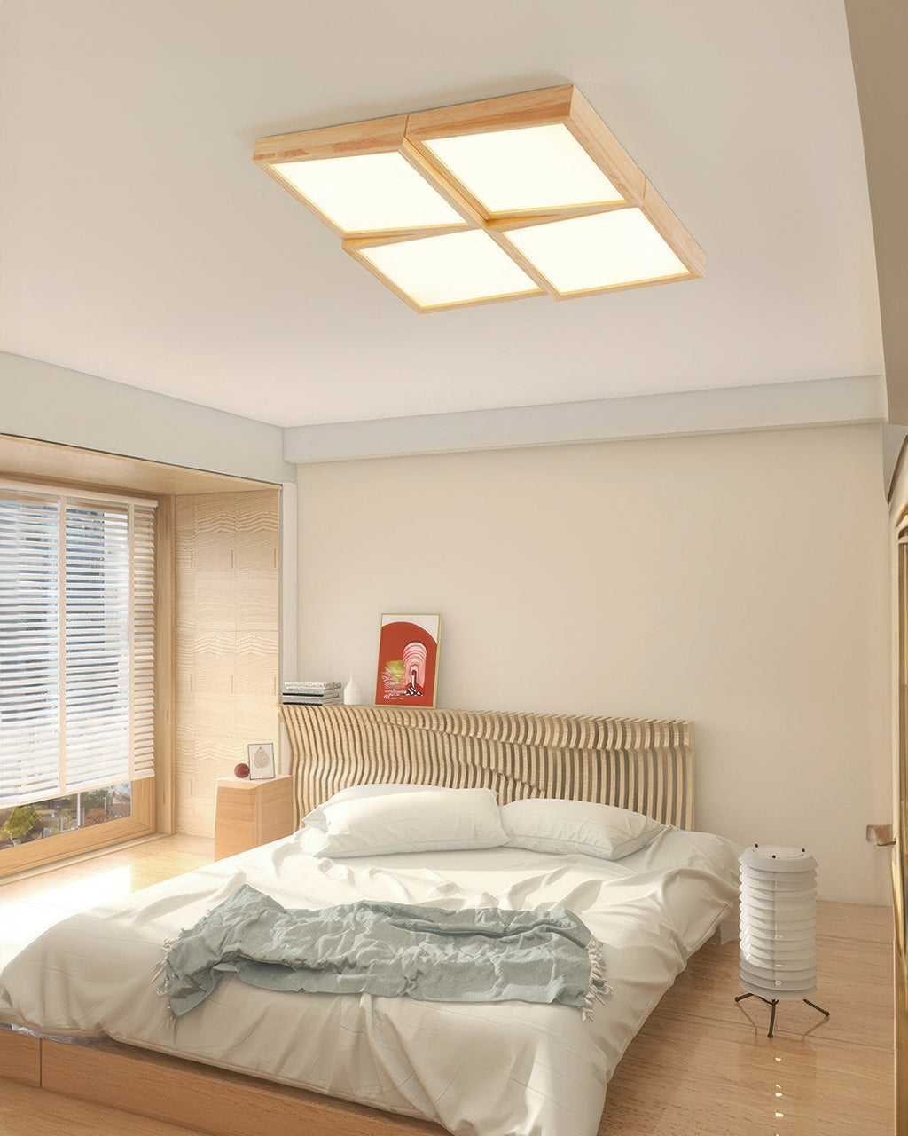 Ardena Walnut Ceiling Light Modernist LED Fixture With Natural Log Body Energy Efficient Soft Glow