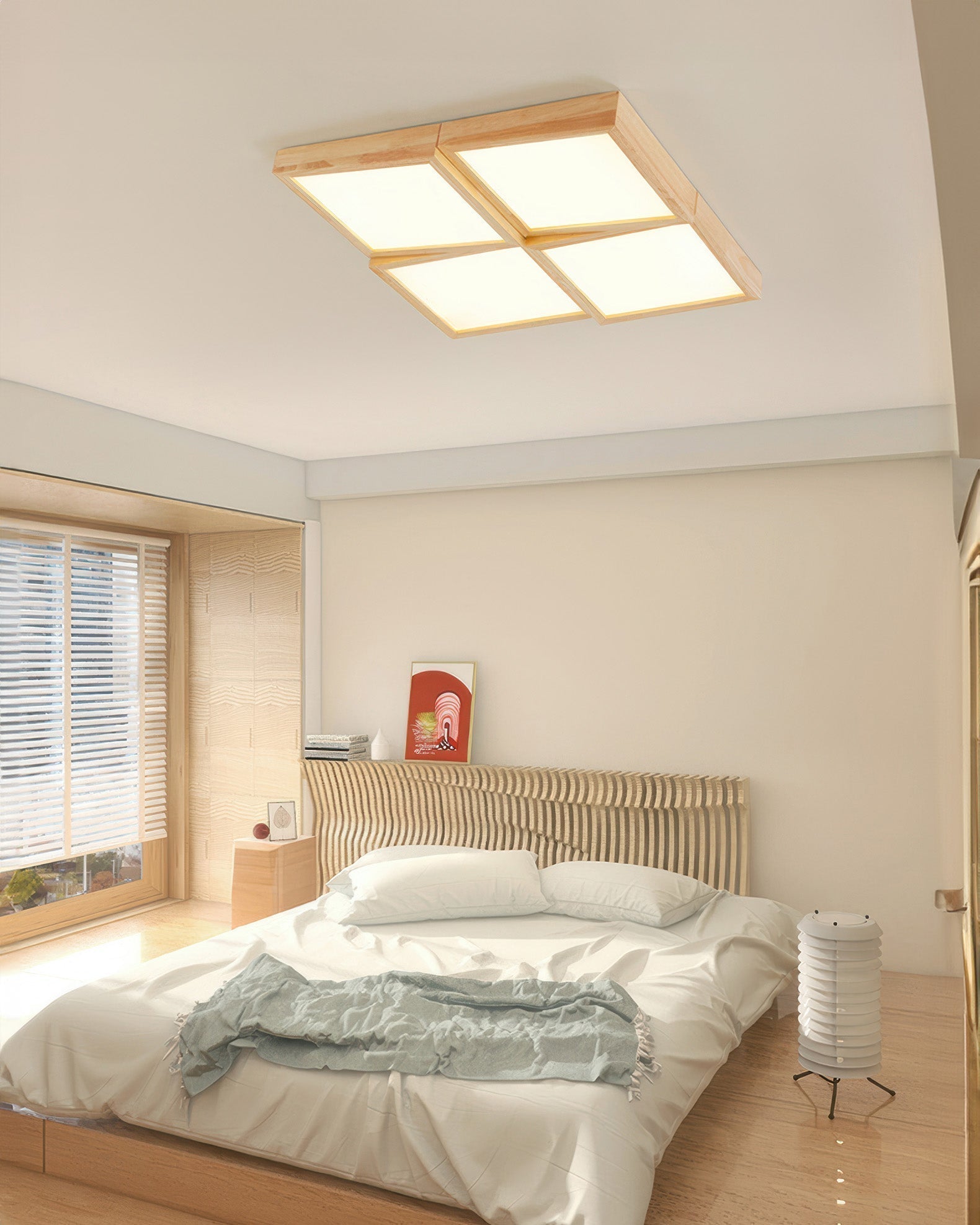 Ardena Walnut Ceiling Light Modernist LED Fixture With Natural Log Body Energy Efficient Soft Glow