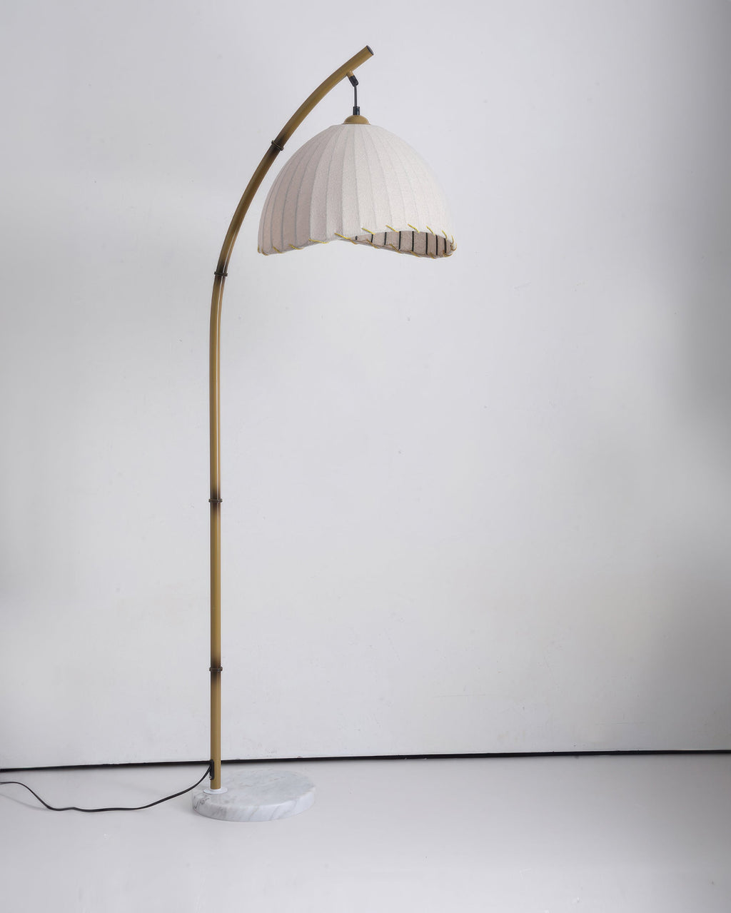 Kiyora Bamboo Inspired Floor Lamp With Fabric Shade Soft Ambient Glow For Calm Living Spaces