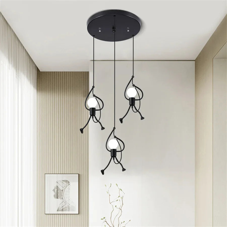 JoyGlimmer Doll Shaped Pendant Light Retro Style Decor