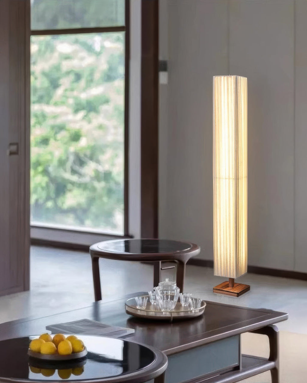 Kiyomi Wabi-Sabi Oriental Floor Lamp With Serene Minimalist Design For Living Room And Reading Nook