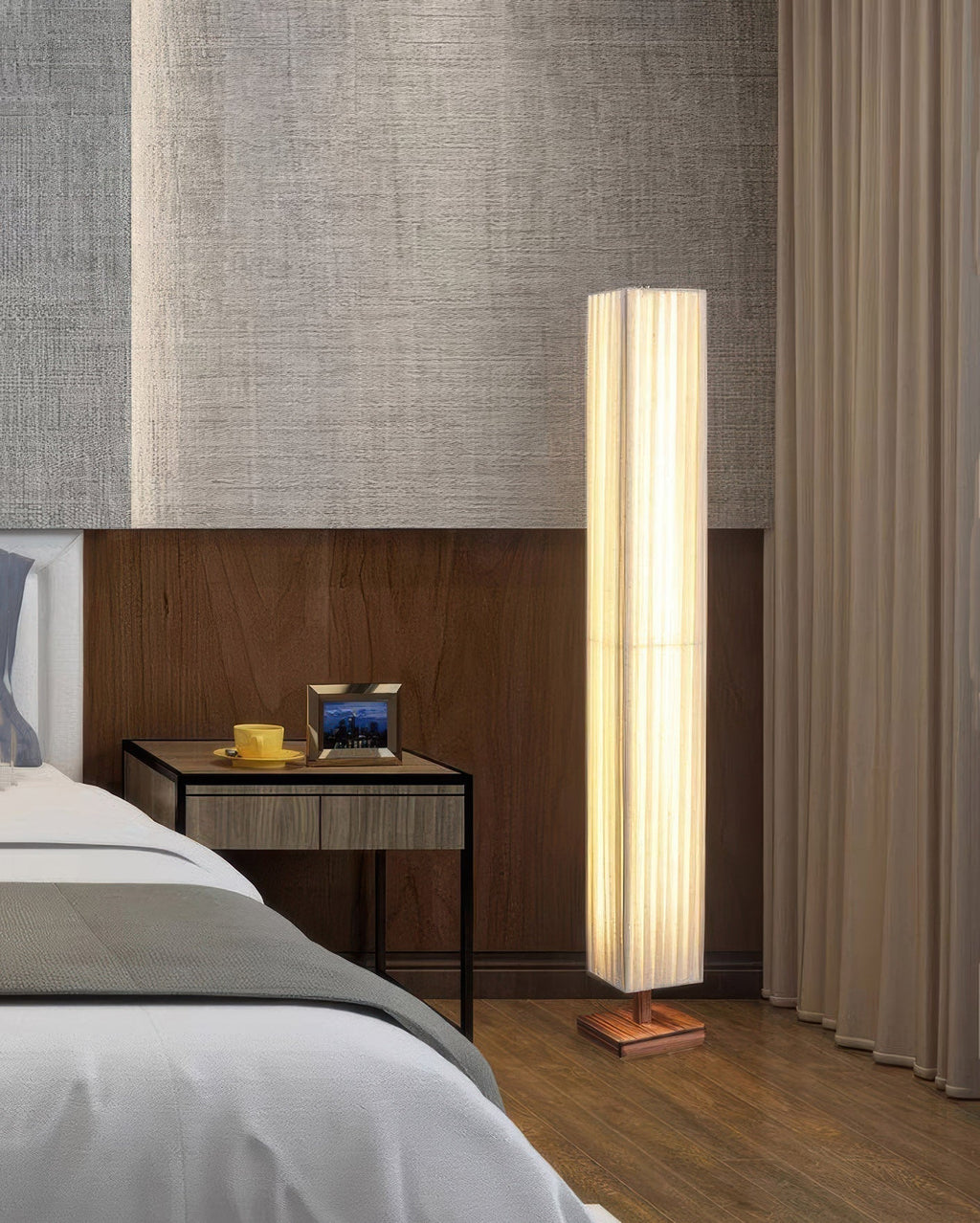 Kiyomi Wabi-Sabi Oriental Floor Lamp With Serene Minimalist Design For Living Room And Reading Nook