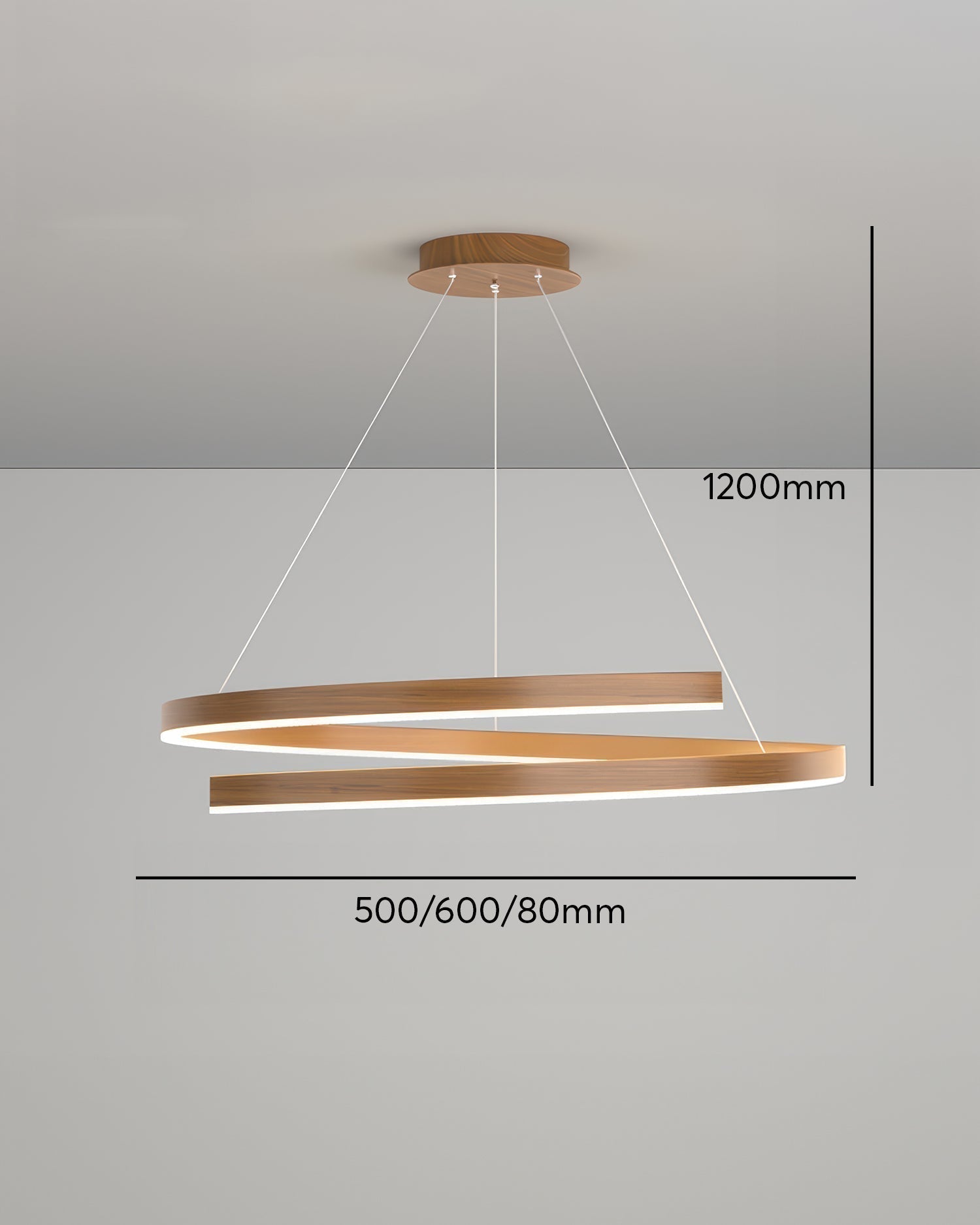 Marcelli Mahogany Style Designer Chandelier With Adjustable Angles And Aluminum Woodgrain Finish