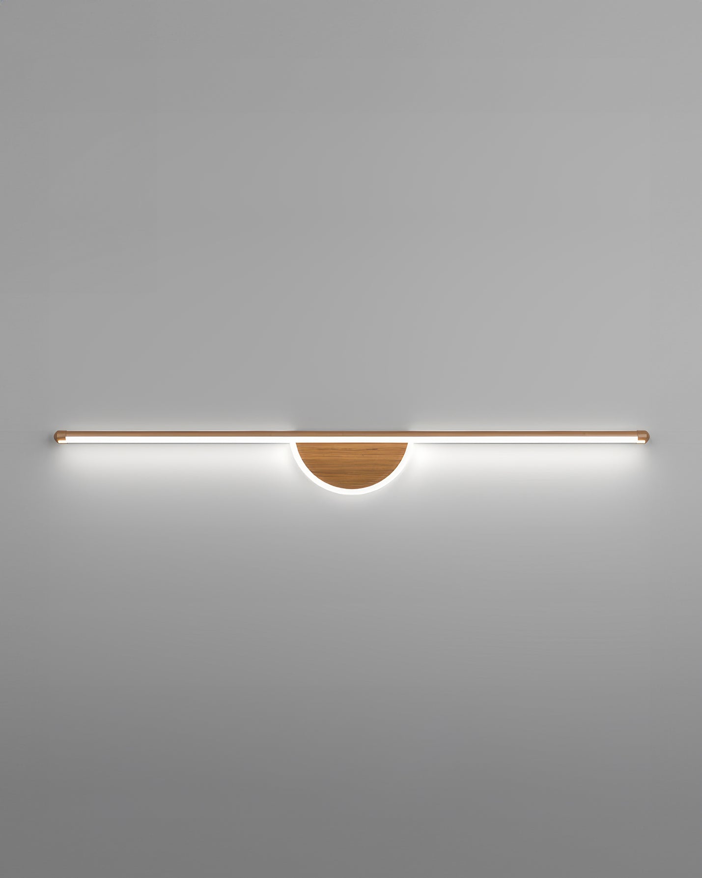 Lámpara de pared de madera Lumiva Arc con brillo suave de tubo para ambientes, fondos de TV, pasillos y balcones